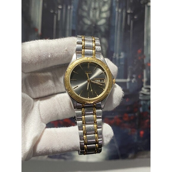 Seiko 7N43-6A09 38mm Silver/Gold Quartz Day/Date Watch w/Bracelet & Battery - Picture 1 of 9